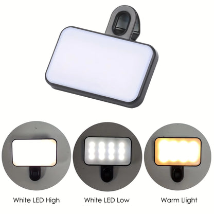 Portable Mini Selfie Fill Light Rechargeable 3 Modes Adjustable Brightness Clip on for Mobile Phone Computer Fill Light