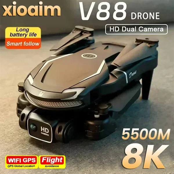 For Xiaomi V88 Drone 8K 5G GPS Professional HD Aerial Photography Remote Control Aircraft HD Dual Camera Quadcopter Toy UAV